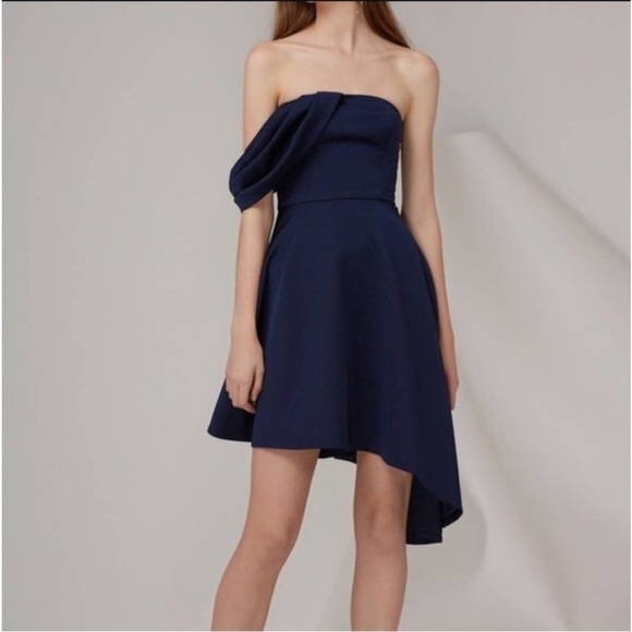 Keepsake Too Late One Off The Shoulder Asymmetrical Cocktail Mini Dress L NWT - Picture 1 of 3